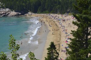 View of Sandy Beach, Maine during summer.