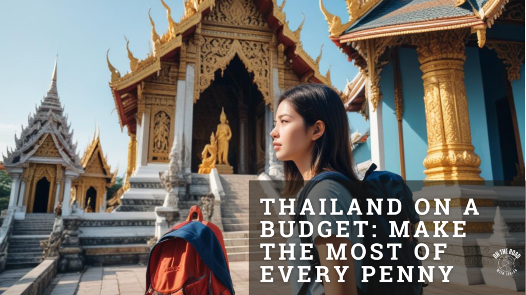 Backpacker visitng Thailand's temple.