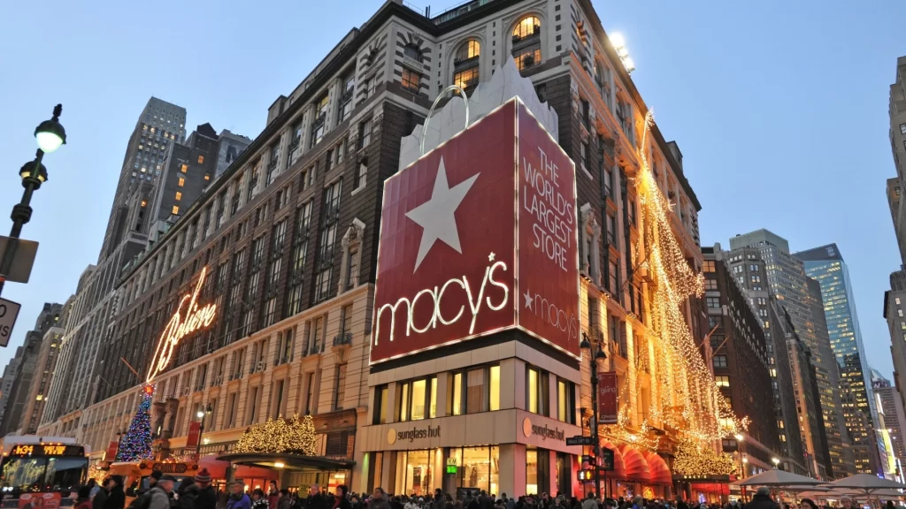 View of Macy's during Christmas in New York City.