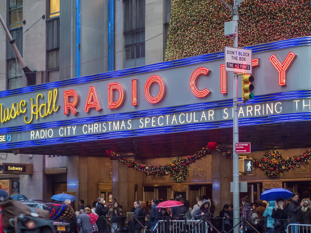 Radio City Hall during Christmas.