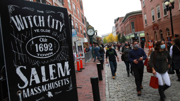 Street of the city during Halloween in Salem MA