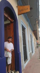 Me, outside of Hostal Azul