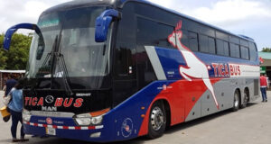 Ticabus bus outside.